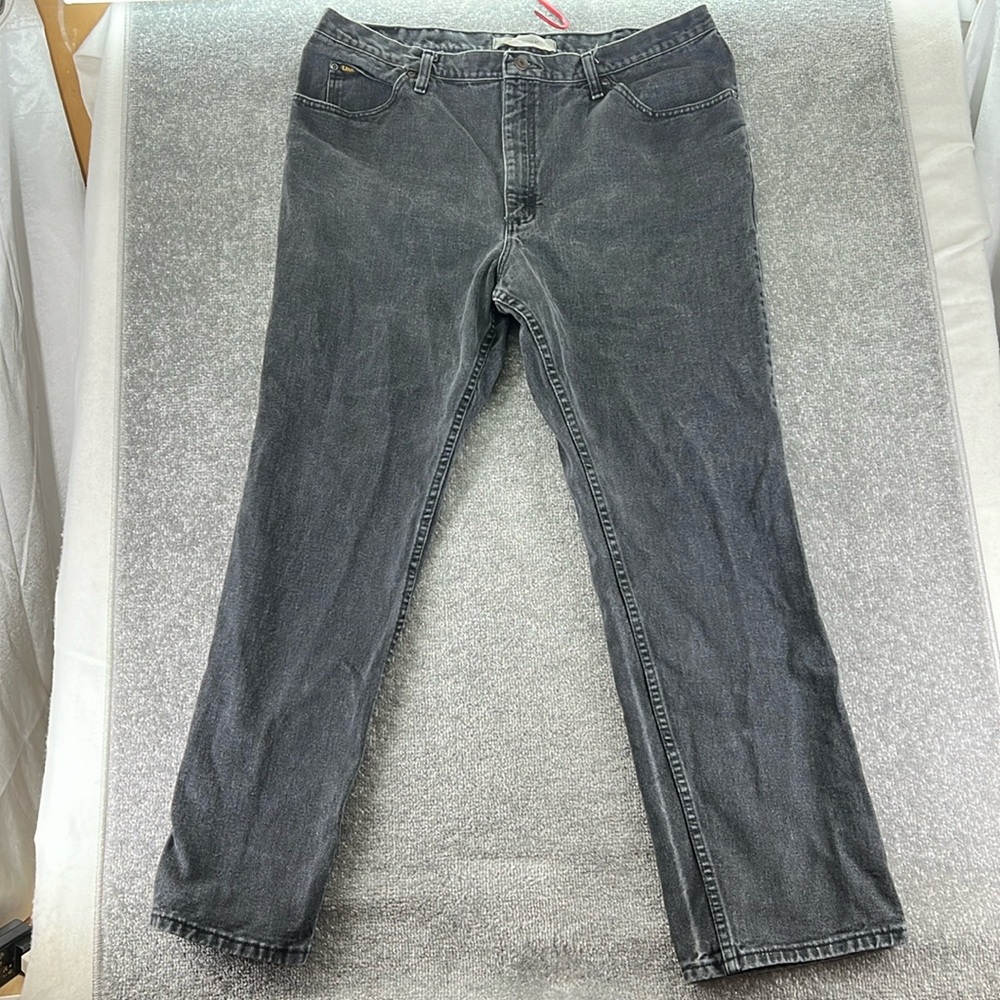 Lee Black Jeans Regular Fit Mens Size 42 X 32 Straight Leg